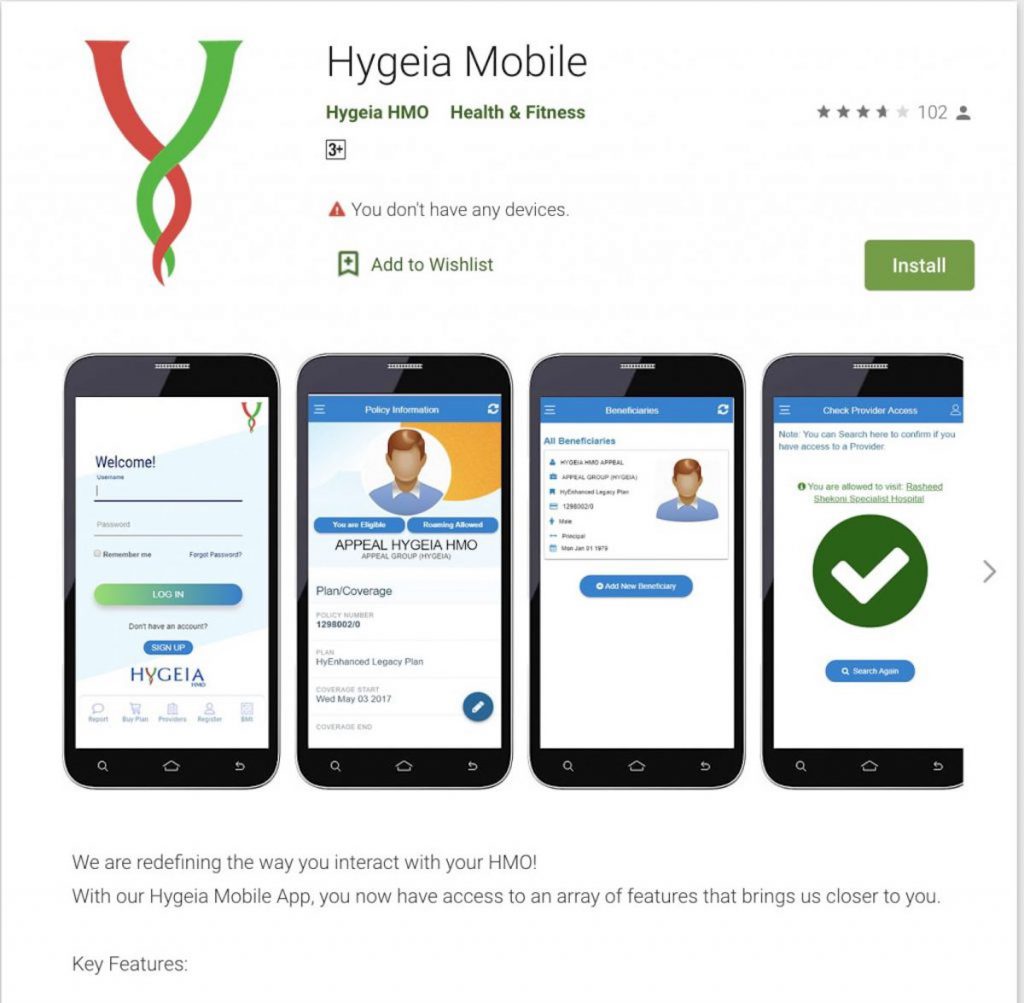 Hygeia HMO app